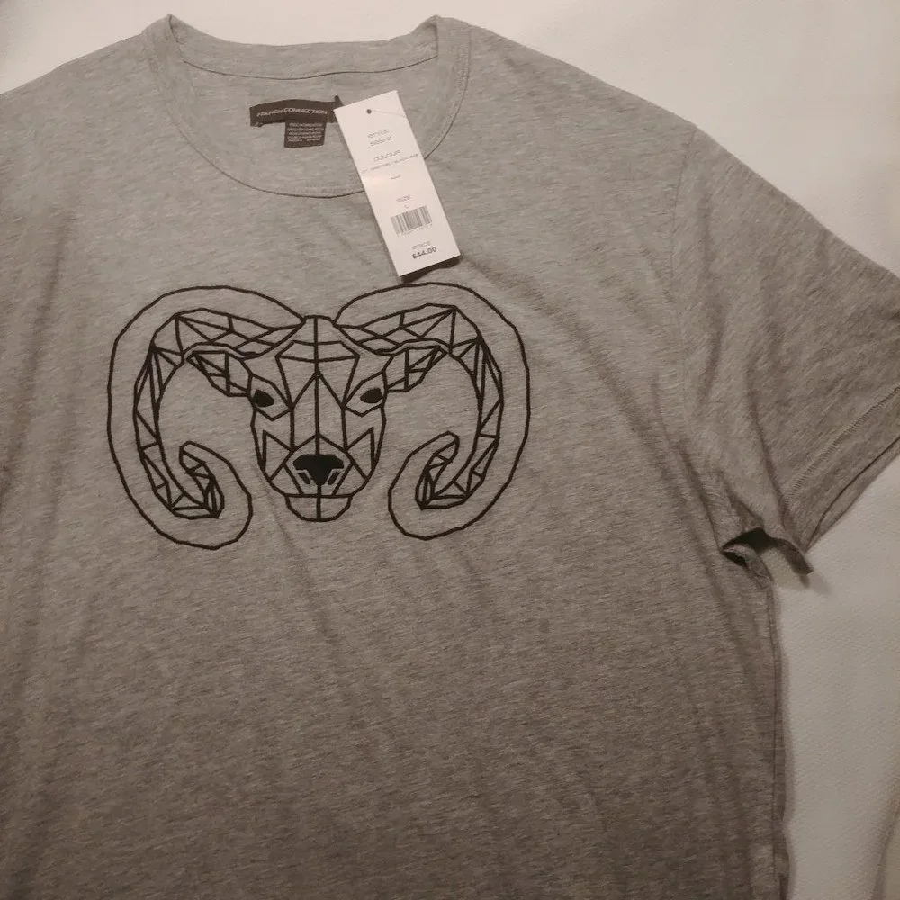 French Connection Embroidery Tee T Shirt  size L - Picture 5 of 6